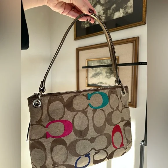 RARE Y2K Coach Poppy Embroidered Signature Hippie Purse - Picture 6 of 10